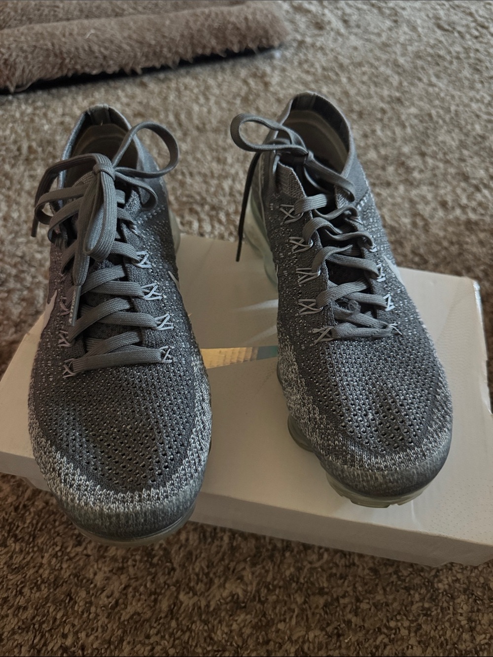 Nike Women's Grey Knit Lace-Up Athletic Sneakers